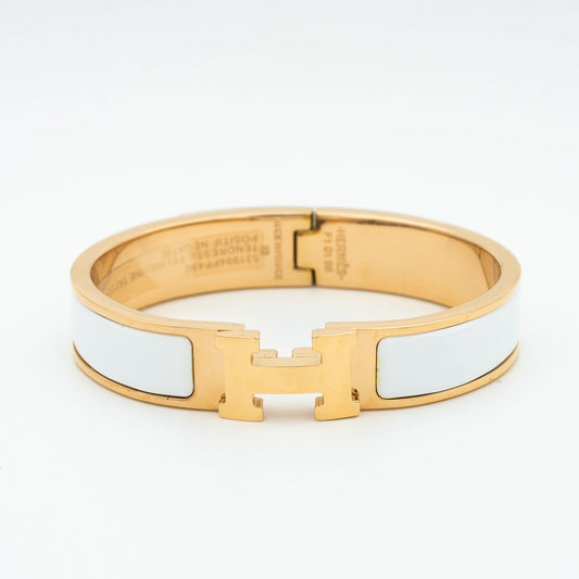 [Moco]H Large size, wide version WHITE BRACELET